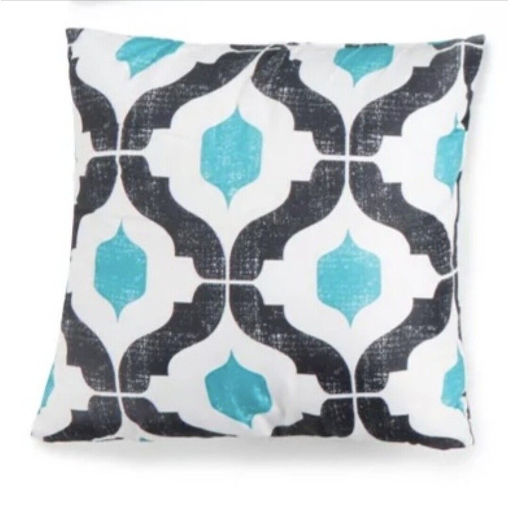 Geometric Black & Lake Throw Pillow 14" X 14"